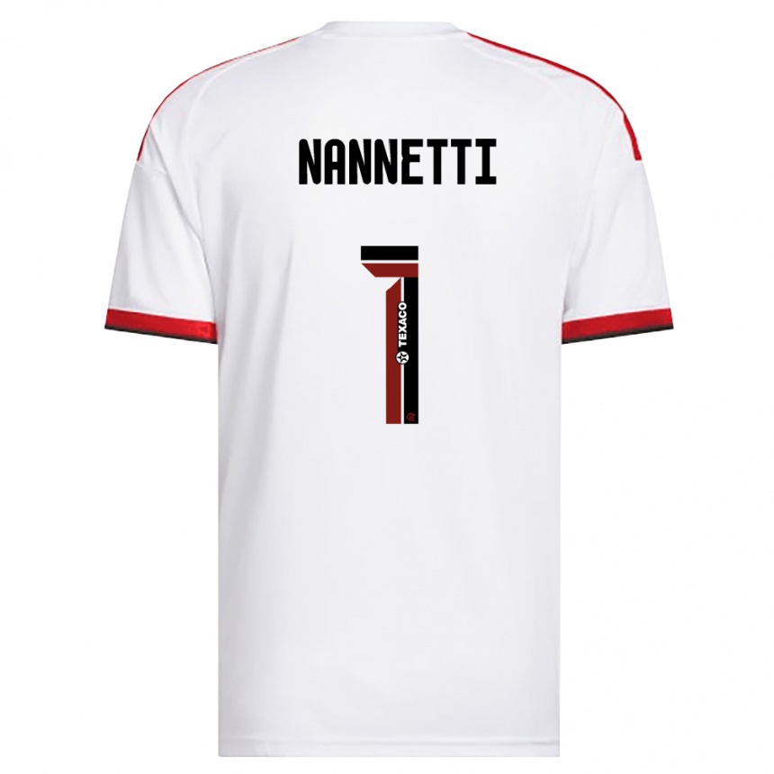 גברים כדורגל Léo Nannetti #1 לבן אדום שחור הרחק ג'רזי 2026/27