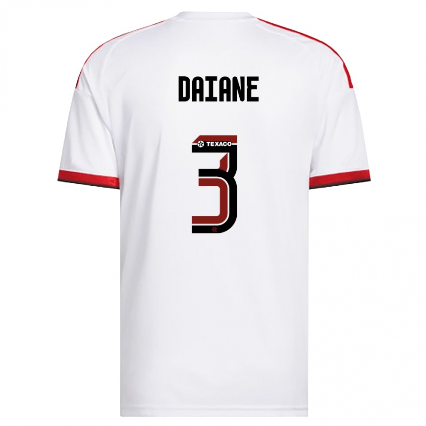 גברים כדורגל Daiane #3 לבן אדום שחור הרחק ג'רזי 2026/27