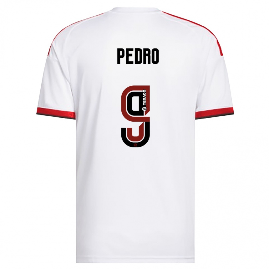 גברים כדורגל Pedro #9 לבן אדום שחור הרחק ג'רזי 2026/27