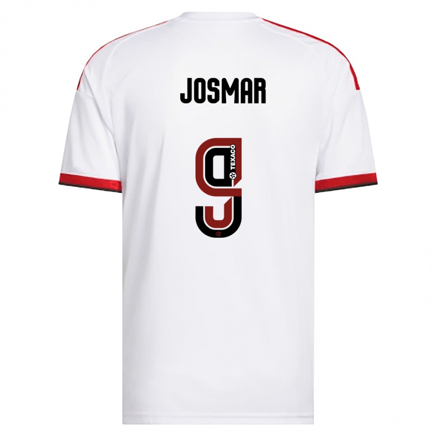 גברים כדורגל Josmar #9 לבן אדום שחור הרחק ג'רזי 2026/27