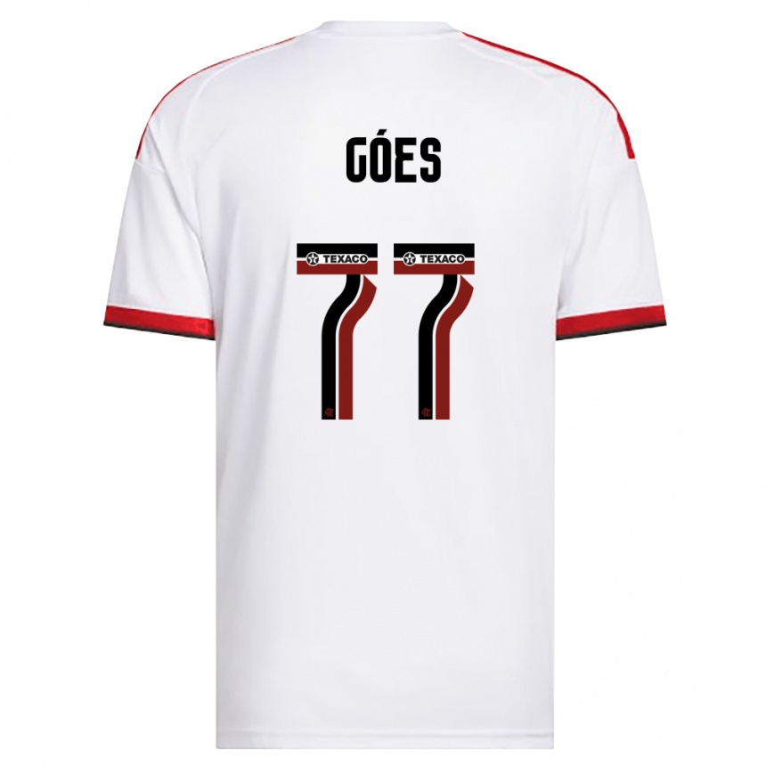 גברים כדורגל Johnny Góes #77 לבן אדום שחור הרחק ג'רזי 2026/27