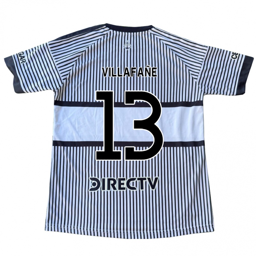 גברים כדורגל Thomás Villafañe #13 לבן שחור צהוב הרחק ג'רזי 2026/27 גברים כדורגל Thomás Villafañe #13 לבן שחור צהוב הרחק ג'רזי 2026/27