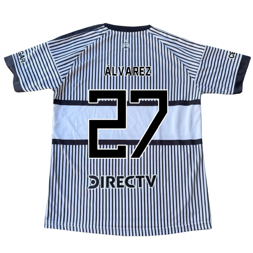 גברים כדורגל Violeta Álvarez #27 לבן שחור צהוב הרחק ג'רזי 2026/27