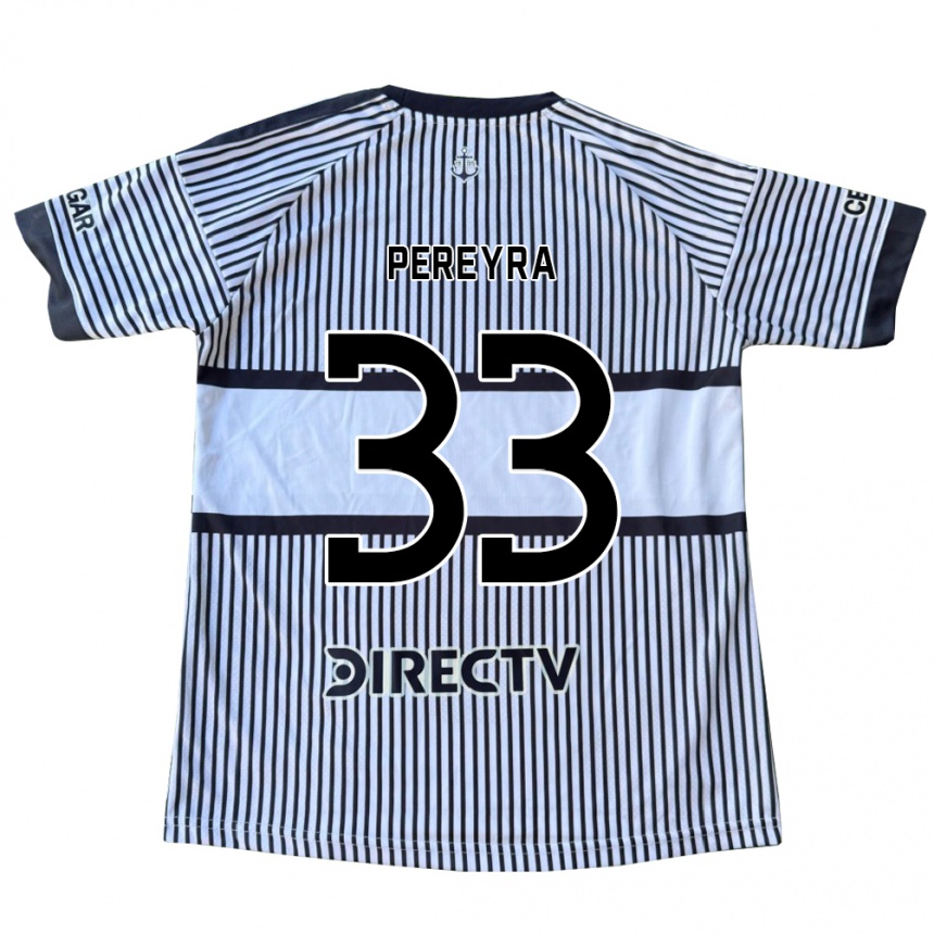 גברים כדורגל Araceli Pereyra #33 לבן שחור צהוב הרחק ג'רזי 2026/27 גברים כדורגל Araceli Pereyra #33 לבן שחור צהוב הרחק ג'רזי 2026/27