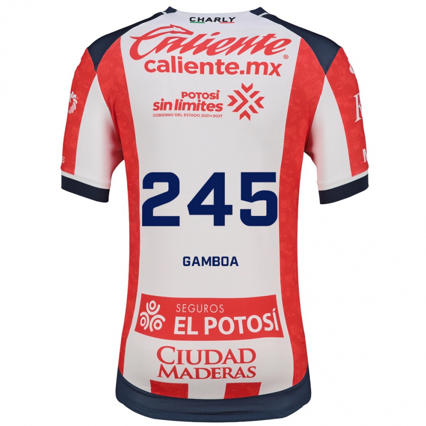 נשים כדורגל Martín Gamboa #245 אדום לבן שחור ג'רזי ביתית 2026/27