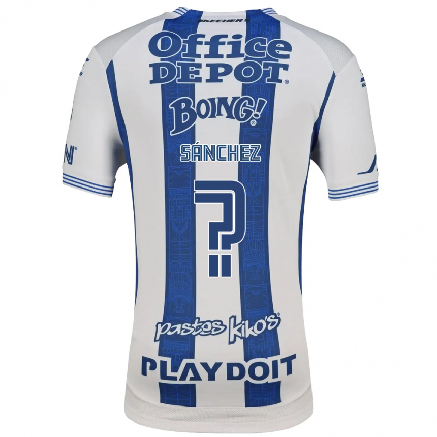 נשים כדורגל Leonardo Sánchez #0 לבן כחול צי ג'רזי ביתית 2026/27