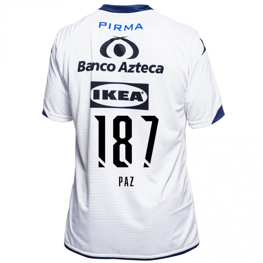 נשים כדורגל Denilson Paz #187 לבן שחור כחול ג'רזי ביתית 2026/27