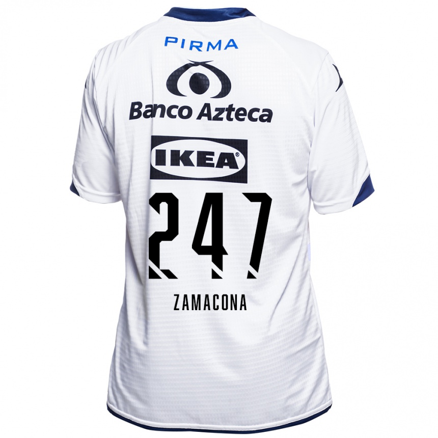 נשים כדורגל Héctor Zamacona #247 לבן שחור כחול ג'רזי ביתית 2026/27