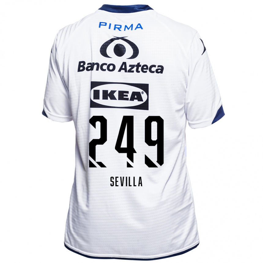 נשים כדורגל Ángel Sevilla #249 לבן שחור כחול ג'רזי ביתית 2026/27