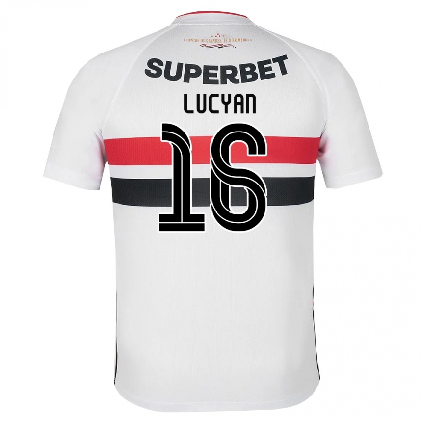 נשים כדורגל Lucyan #16 לבן אדום שחור ג'רזי ביתית 2026/27