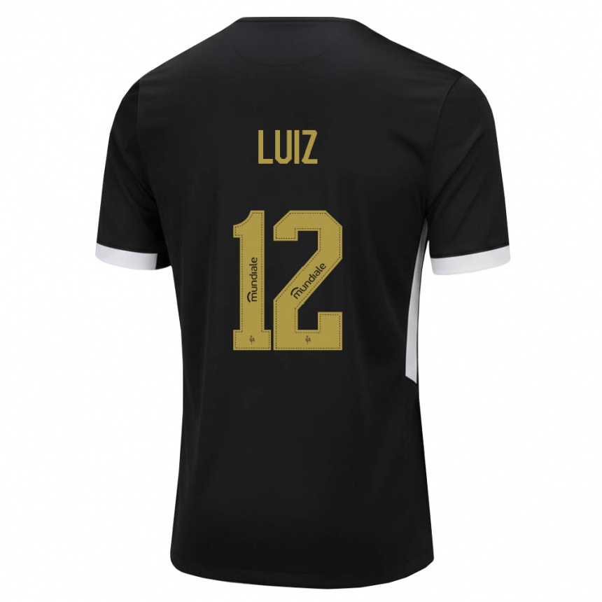 נשים כדורגל Estevan Luiz #12 שחור לבן צהוב ג'רזי ביתית 2026/27