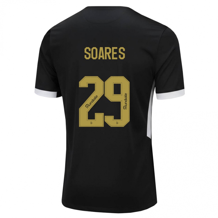 נשים כדורגל Cauã Soares #29 שחור לבן צהוב ג'רזי ביתית 2026/27