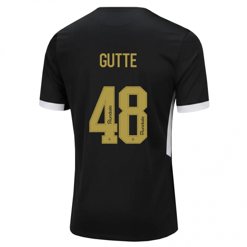 נשים כדורגל Gutte #48 שחור לבן צהוב ג'רזי ביתית 2026/27