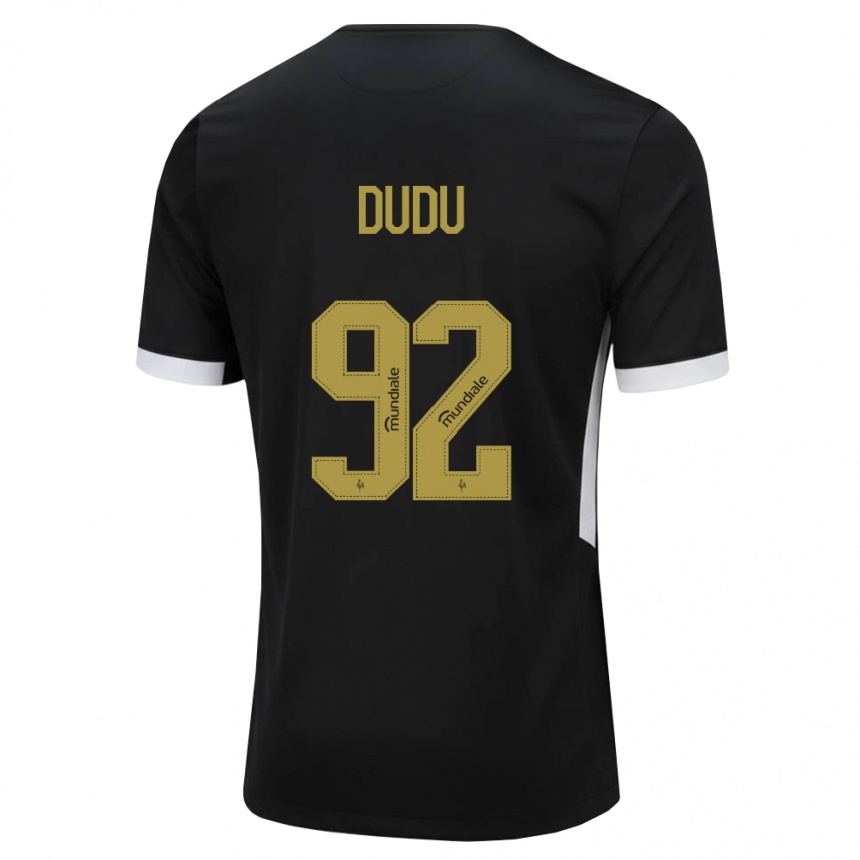 נשים כדורגל Dudu #92 שחור לבן צהוב ג'רזי ביתית 2026/27