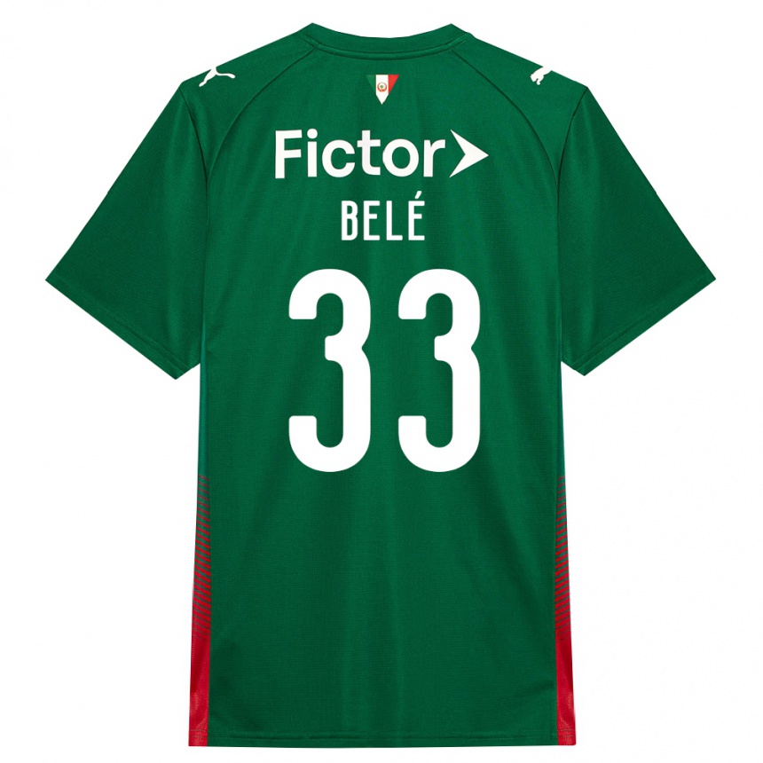 נשים כדורגל Erick Belé #33 ירוק אדום לבן ג'רזי ביתית 2026/27 נשים כדורגל Erick Belé #33 ירוק אדום לבן ג'רזי ביתית 2026/27