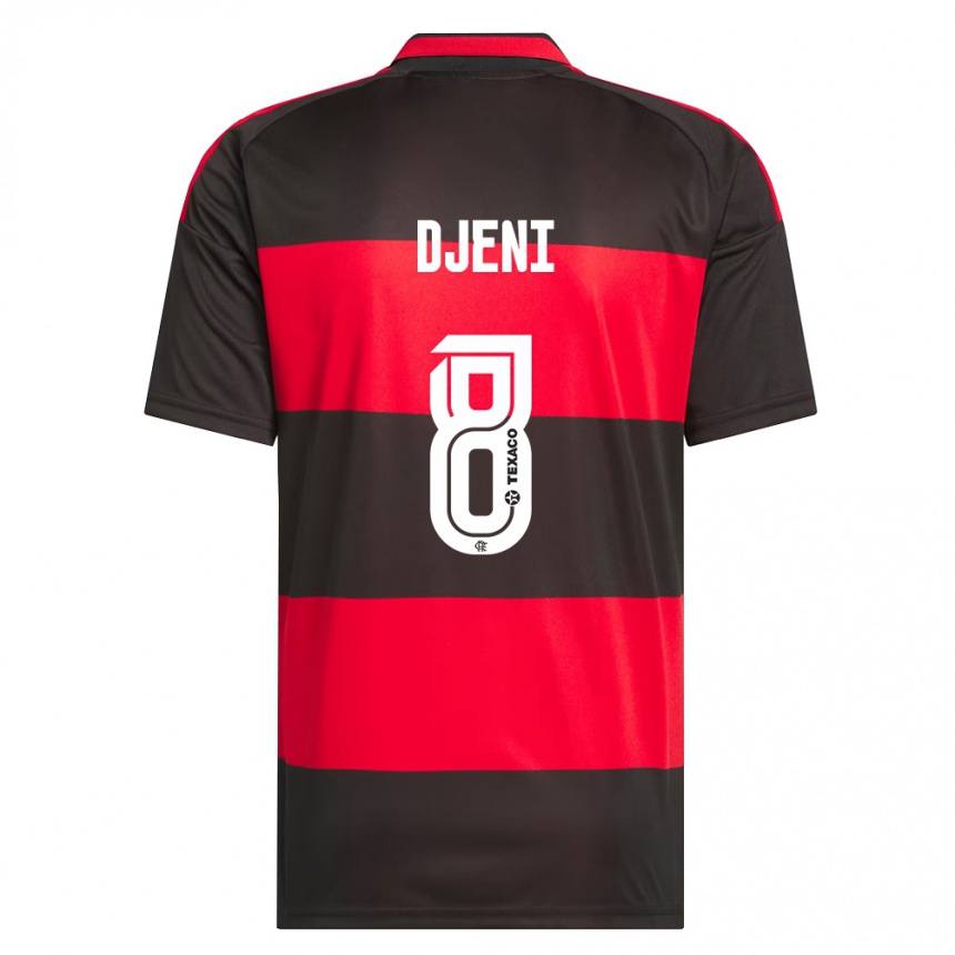 נשים כדורגל Djeni #8 אדום שחור לבן ג'רזי ביתית 2026/27
