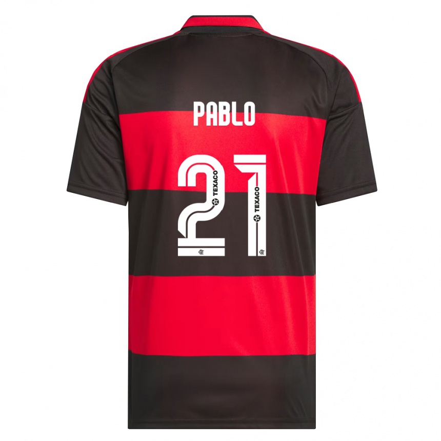 נשים כדורגל Pablo #21 אדום שחור לבן ג'רזי ביתית 2026/27