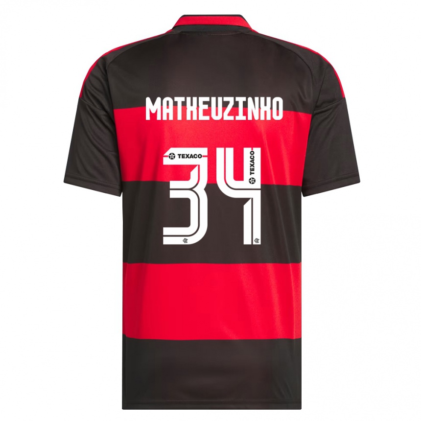 נשים כדורגל Matheuzinho #34 אדום שחור לבן ג'רזי ביתית 2026/27