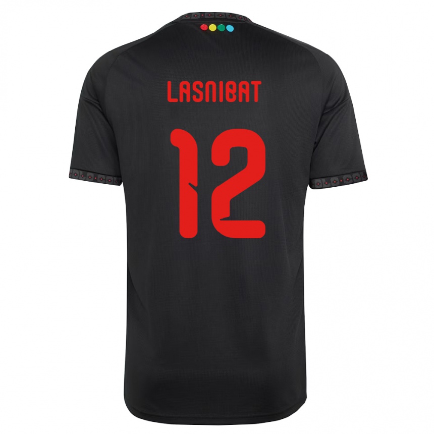 נשים כדורגל Pablo Lasnibat #12 שחור אדום הרחק ג'רזי 2026/27