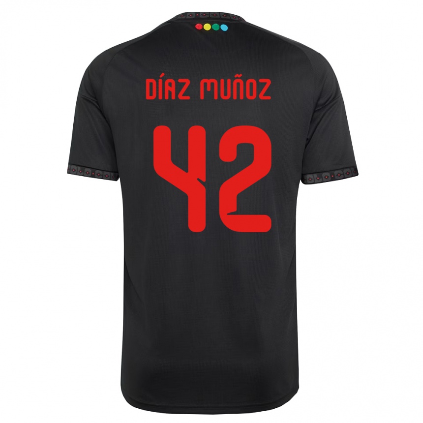 נשים כדורגל Cristian Díaz Muñoz #42 שחור אדום הרחק ג'רזי 2026/27