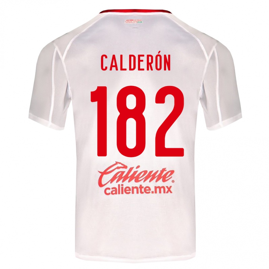 נשים כדורגל Leonel Calderón #182 לבן ירוק אדום הרחק ג'רזי 2026/27