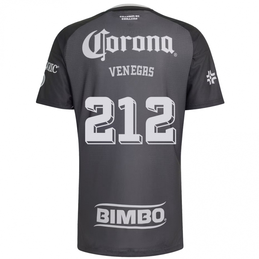 נשים כדורגל Sebastián Venegas #212 אפור לבן שחור הרחק ג'רזי 2026/27