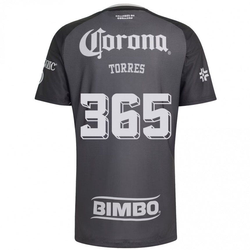 נשים כדורגל Uriel Torres #365 אפור לבן שחור הרחק ג'רזי 2026/27