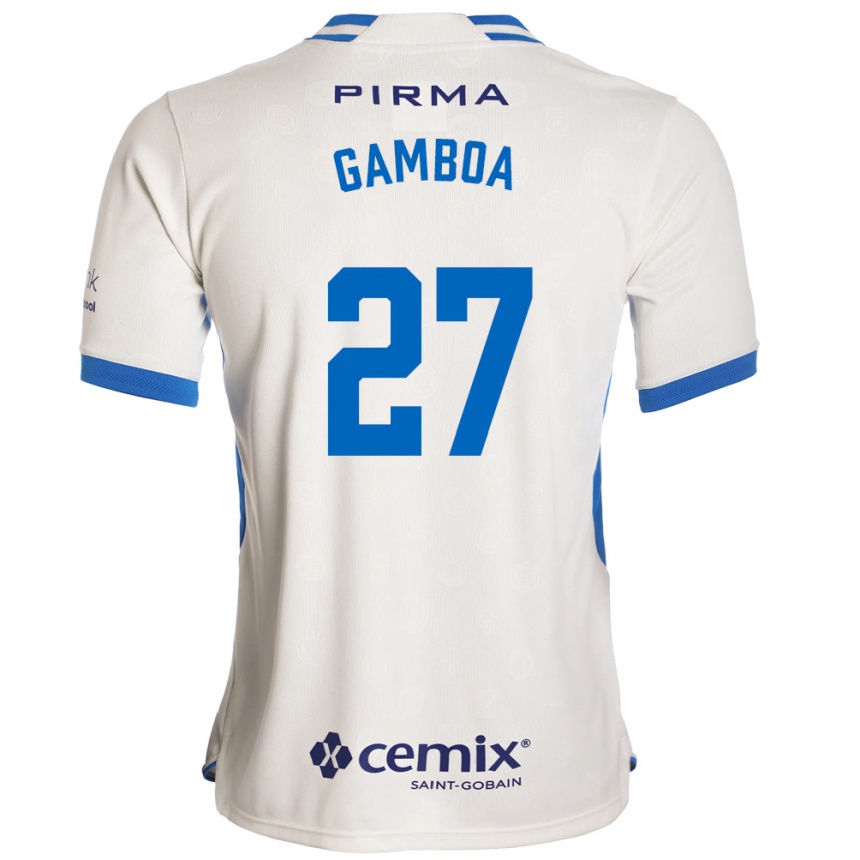 נשים כדורגל Bryan Gamboa #27 לבן כחול אדום הרחק ג'רזי 2026/27