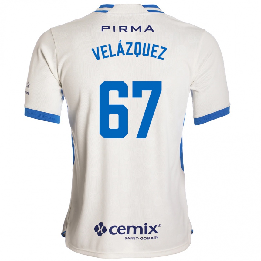 נשים כדורגל Karol Velázquez #67 לבן כחול אדום הרחק ג'רזי 2026/27