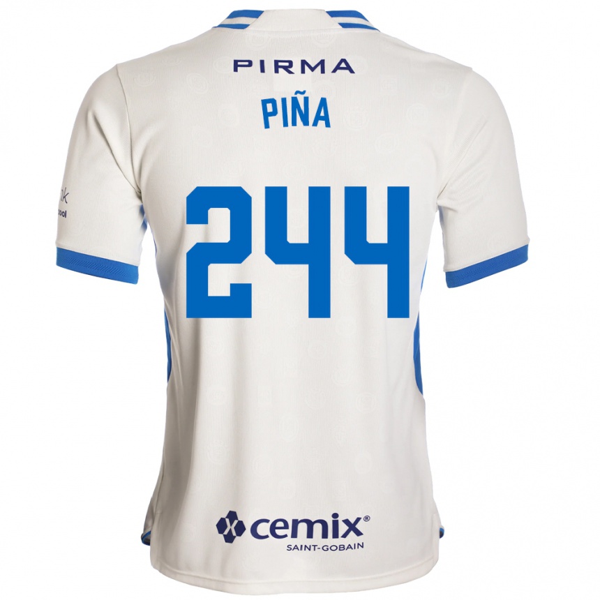 נשים כדורגל Oscar Piña #244 לבן כחול אדום הרחק ג'רזי 2026/27