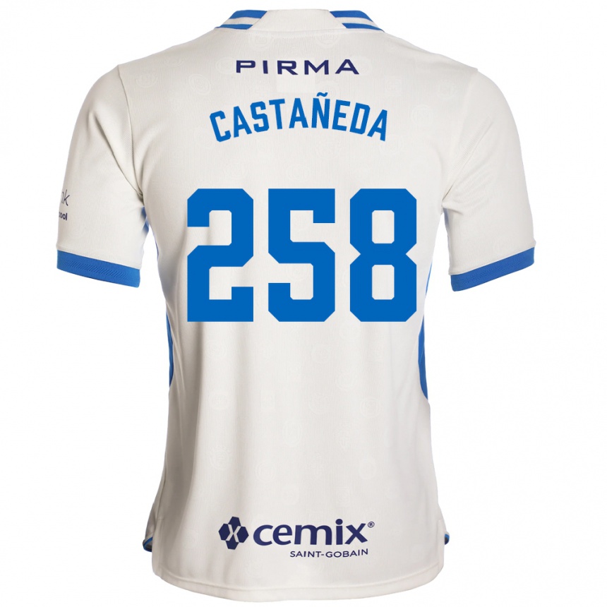 נשים כדורגל Emiliano Castañeda #258 לבן כחול אדום הרחק ג'רזי 2026/27