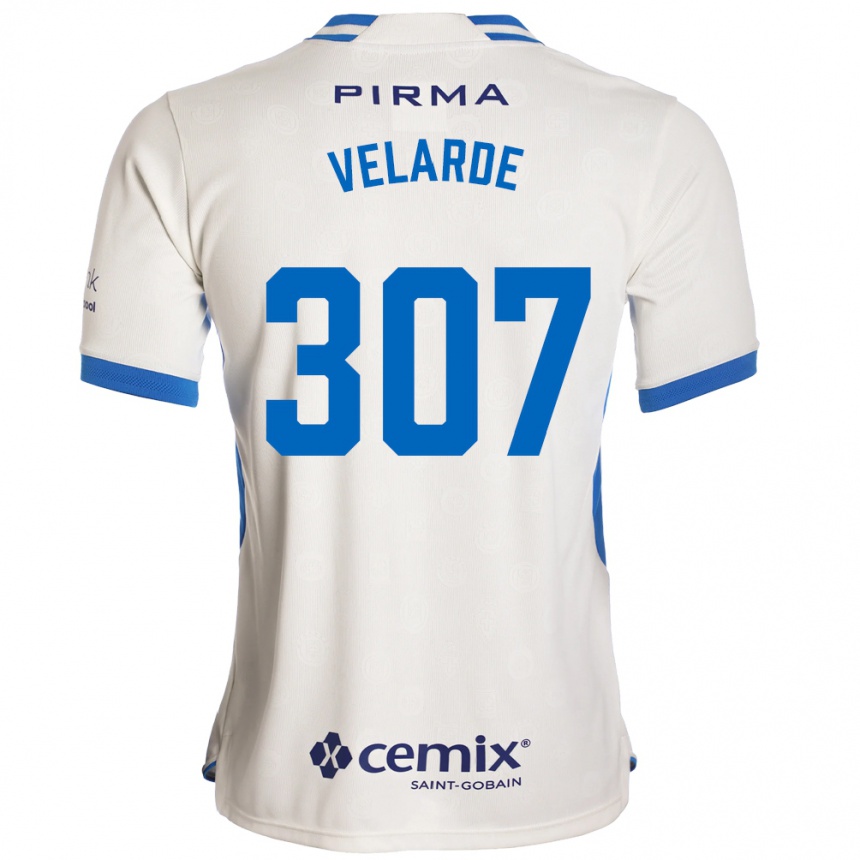 נשים כדורגל Juan Velarde #307 לבן כחול אדום הרחק ג'רזי 2026/27 נשים כדורגל Juan Velarde #307 לבן כחול אדום הרחק ג'רזי 2026/27