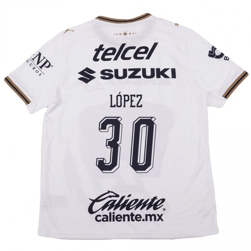 נשים כדורגל Santiago López #30 לבן שחור חום הרחק ג'רזי 2026/27