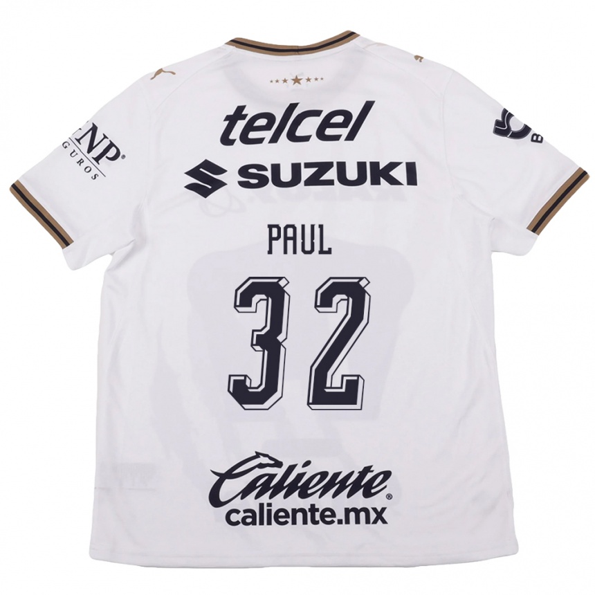 נשים כדורגל Miguel Paul #32 לבן שחור חום הרחק ג'רזי 2026/27