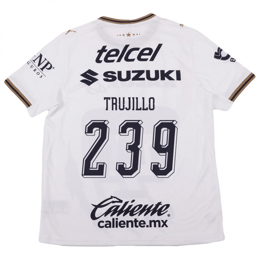 נשים כדורגל Axel Trujillo #239 לבן שחור חום הרחק ג'רזי 2026/27