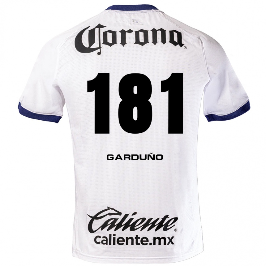 נשים כדורגל Carlos Garduño #181 לבן כחול שחור הרחק ג'רזי 2026/27