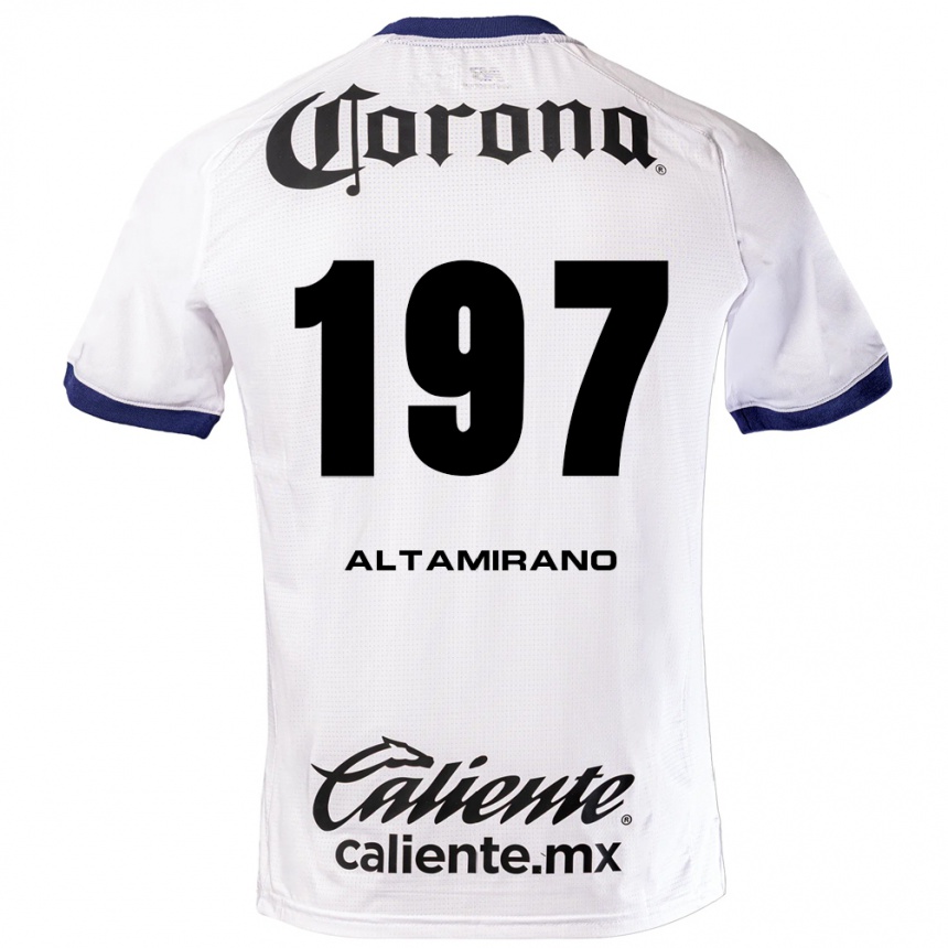 נשים כדורגל Óscar Altamirano #197 לבן כחול שחור הרחק ג'רזי 2026/27