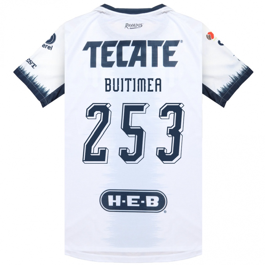 נשים כדורגל Miguel Buitimea #253 לבן כחול דיו אדום הרחק ג'רזי 2026/27