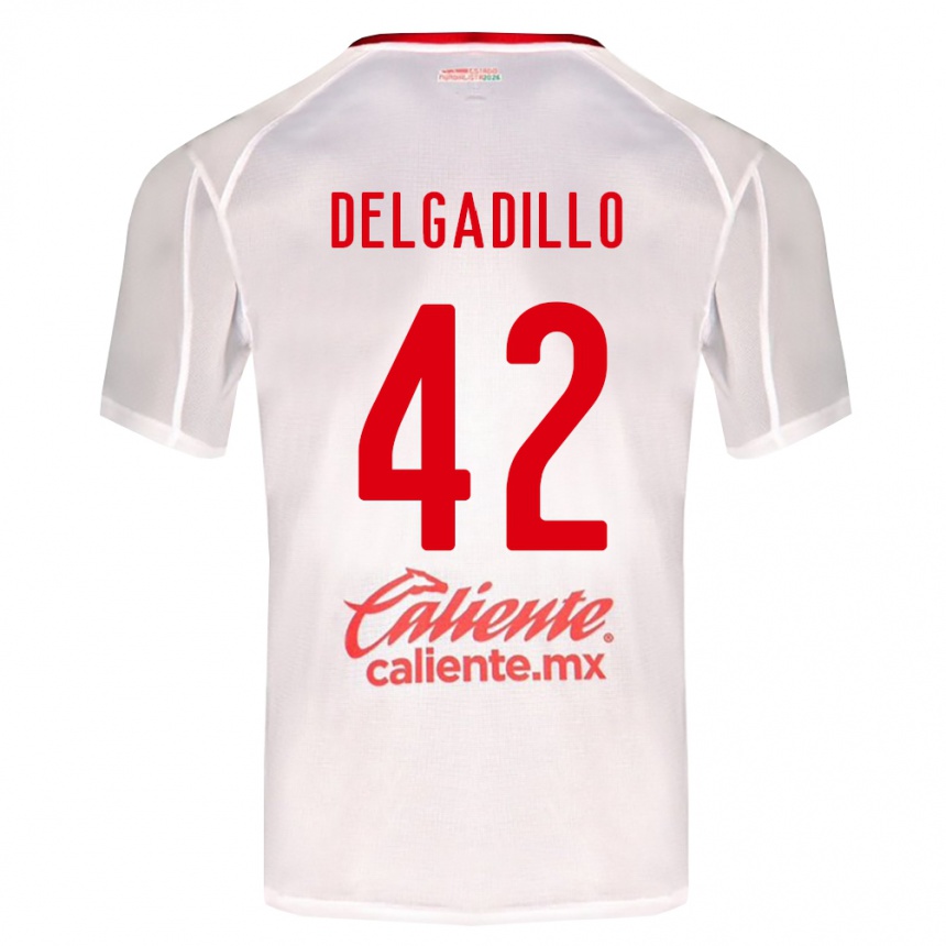 נשים כדורגל Diego Delgadillo #42 לבן ירוק אדום הרחק ג'רזי 2026/27