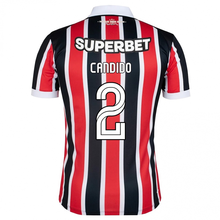 נשים כדורגל Angelo Candido #2 אדום לבן שחור הרחק ג'רזי 2026/27