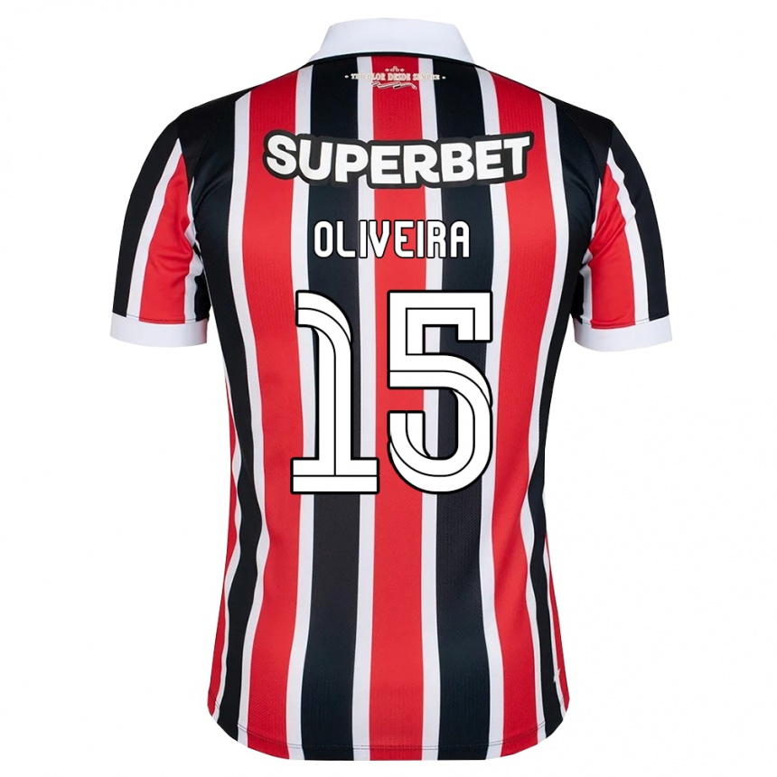 נשים כדורגל Felipe Oliveira #15 אדום לבן שחור הרחק ג'רזי 2026/27