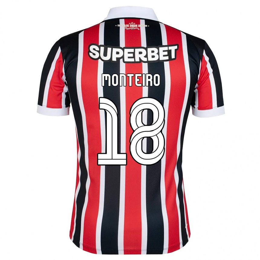 נשים כדורגל Samuel Monteiro #18 אדום לבן שחור הרחק ג'רזי 2026/27
