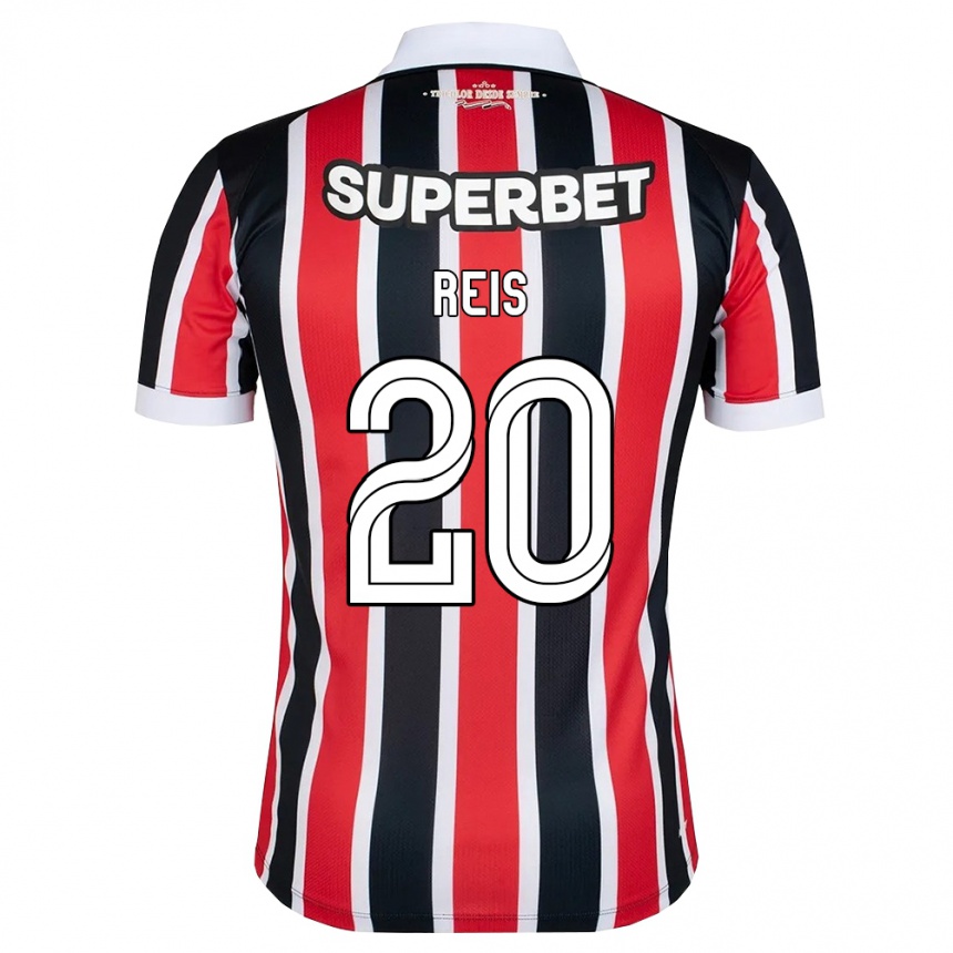 נשים כדורגל Guilherme Reis #20 אדום לבן שחור הרחק ג'רזי 2026/27
