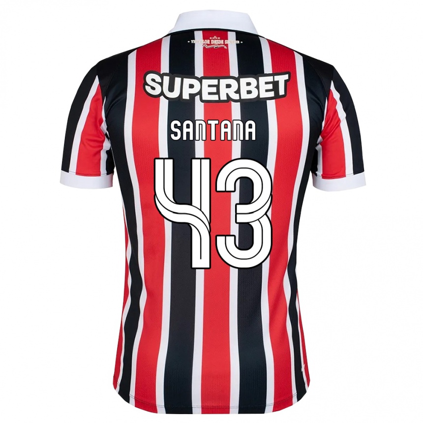 נשים כדורגל Gustavo Santana #43 אדום לבן שחור הרחק ג'רזי 2026/27