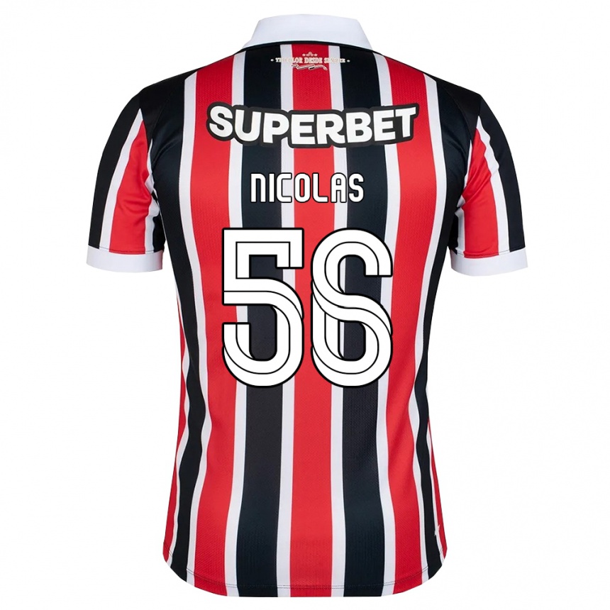 נשים כדורגל Nicolas #56 אדום לבן שחור הרחק ג'רזי 2026/27