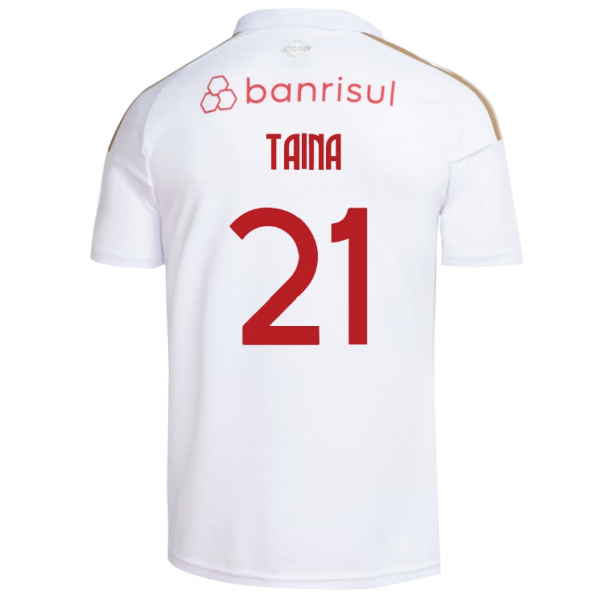 נשים כדורגל Tainá #21 אדום לבן הרחק ג'רזי 2026/27