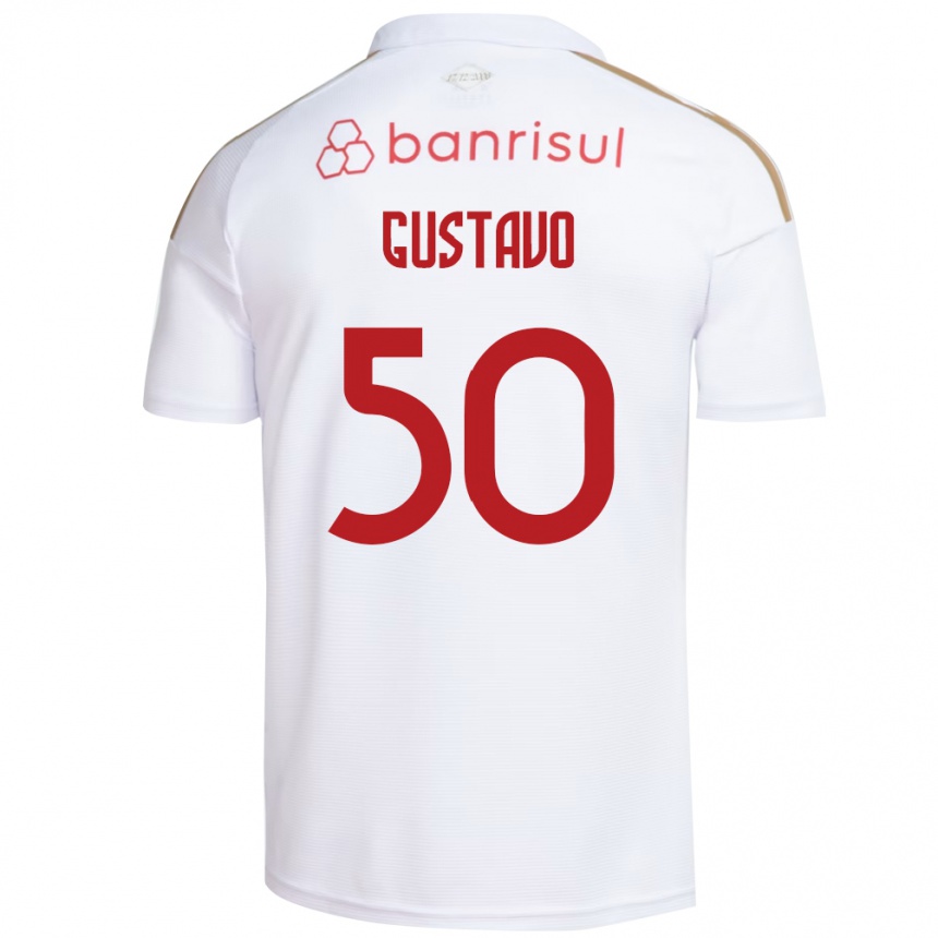 נשים כדורגל Gustavo #50 אדום לבן הרחק ג'רזי 2026/27
