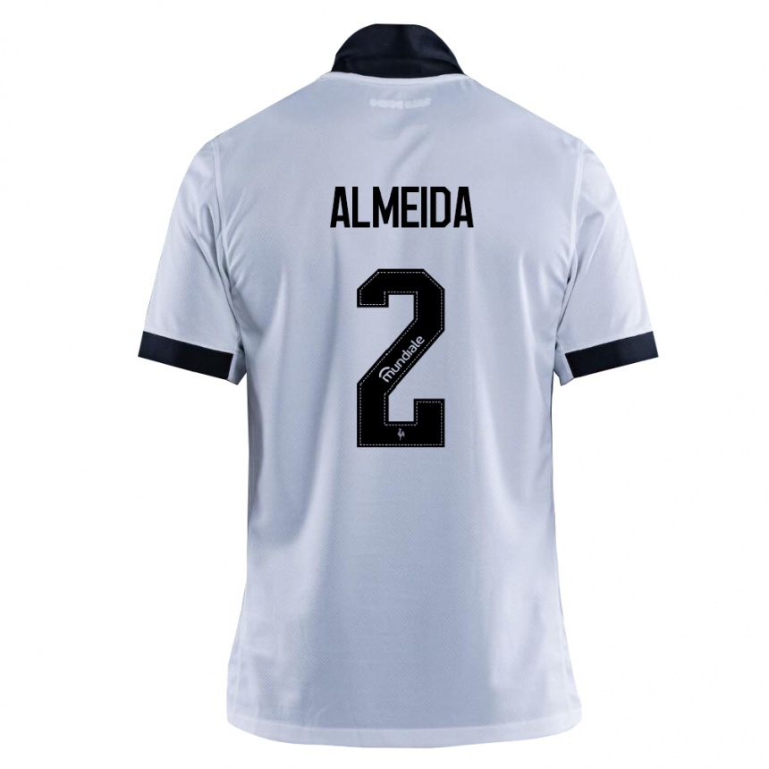 נשים כדורגל Samuel Almeida #2 שחור לבן הרחק ג'רזי 2026/27