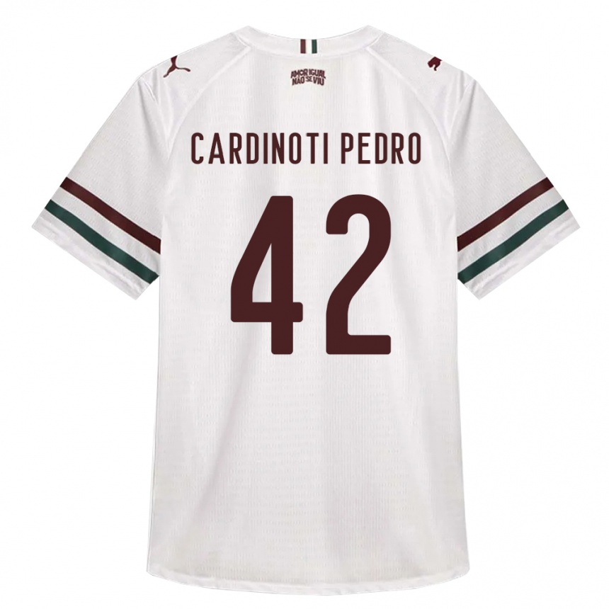 נשים כדורגל Jhonny Cardinoti Pedro #42 לבן ירוק בורדו הרחק ג'רזי 2026/27