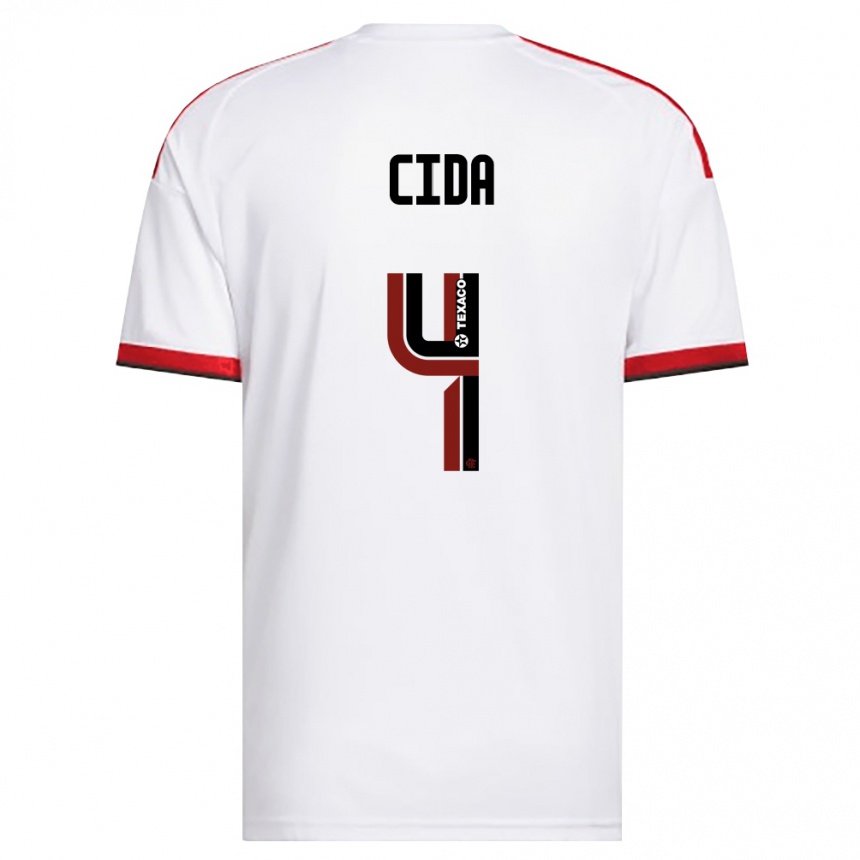 נשים כדורגל Cida #4 לבן אדום שחור הרחק ג'רזי 2026/27